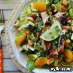 Sun-Kissed Key West Grilled Chicken Salad 2 An overhead photo of a key west grilled chicken salad.
