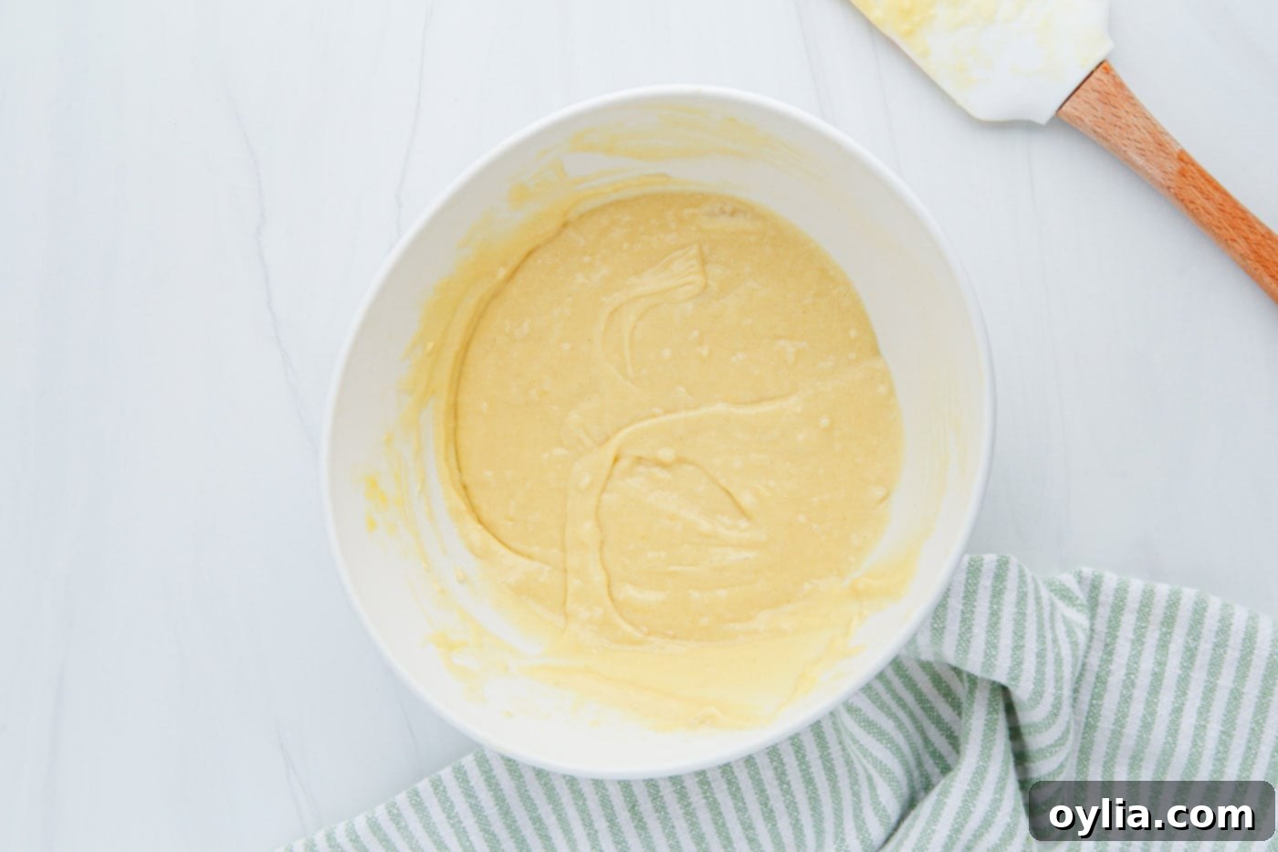 lemon cake batter in a bowl