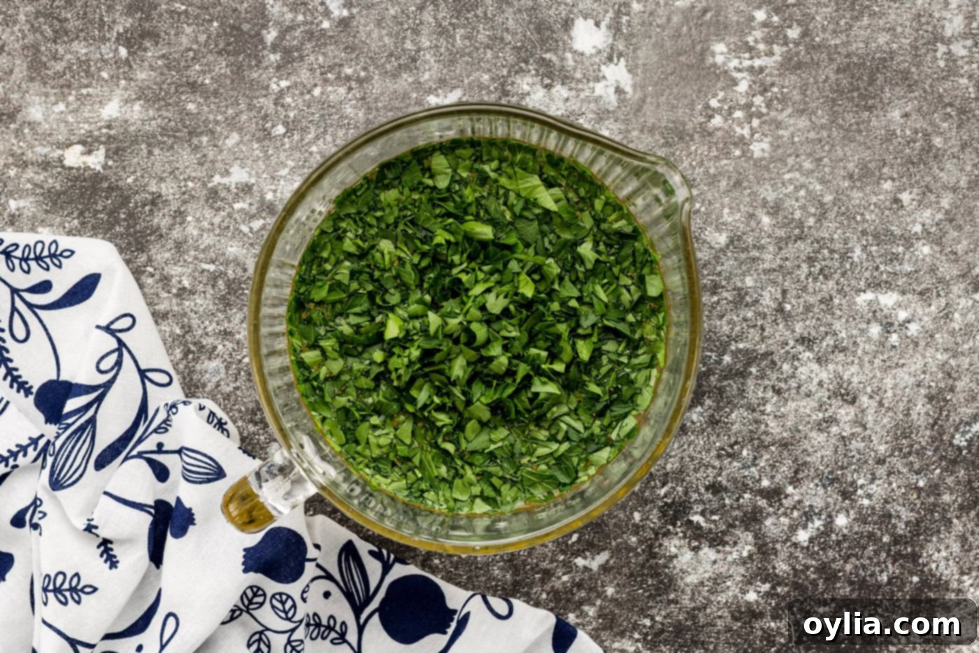 parsley mixed with broth in a bowl