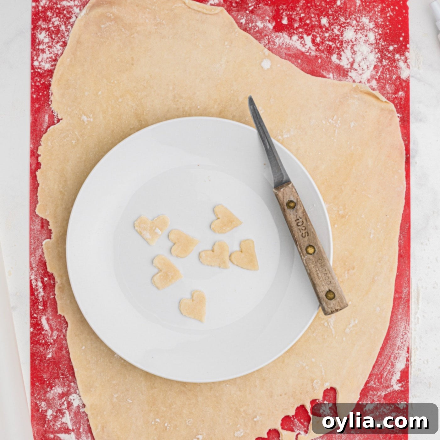 small pie dough shaped hearts