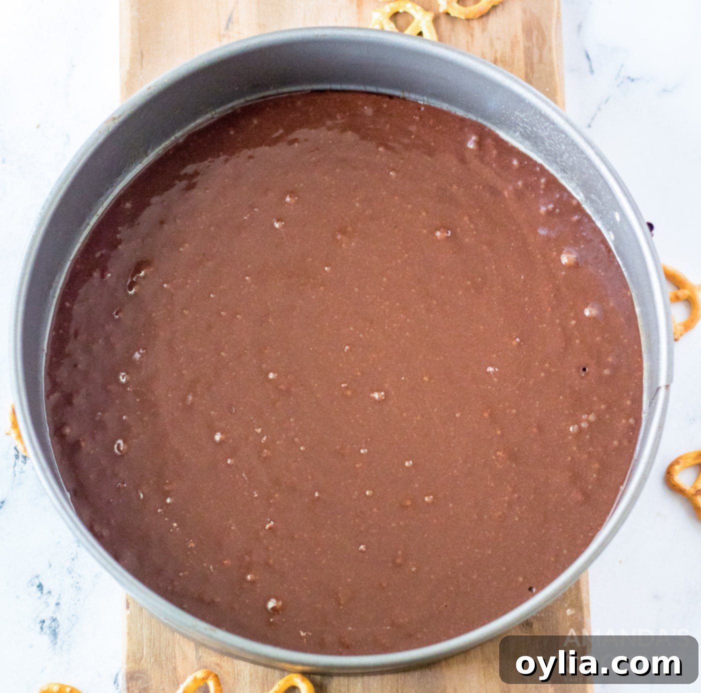 brownie mix in a springform pan