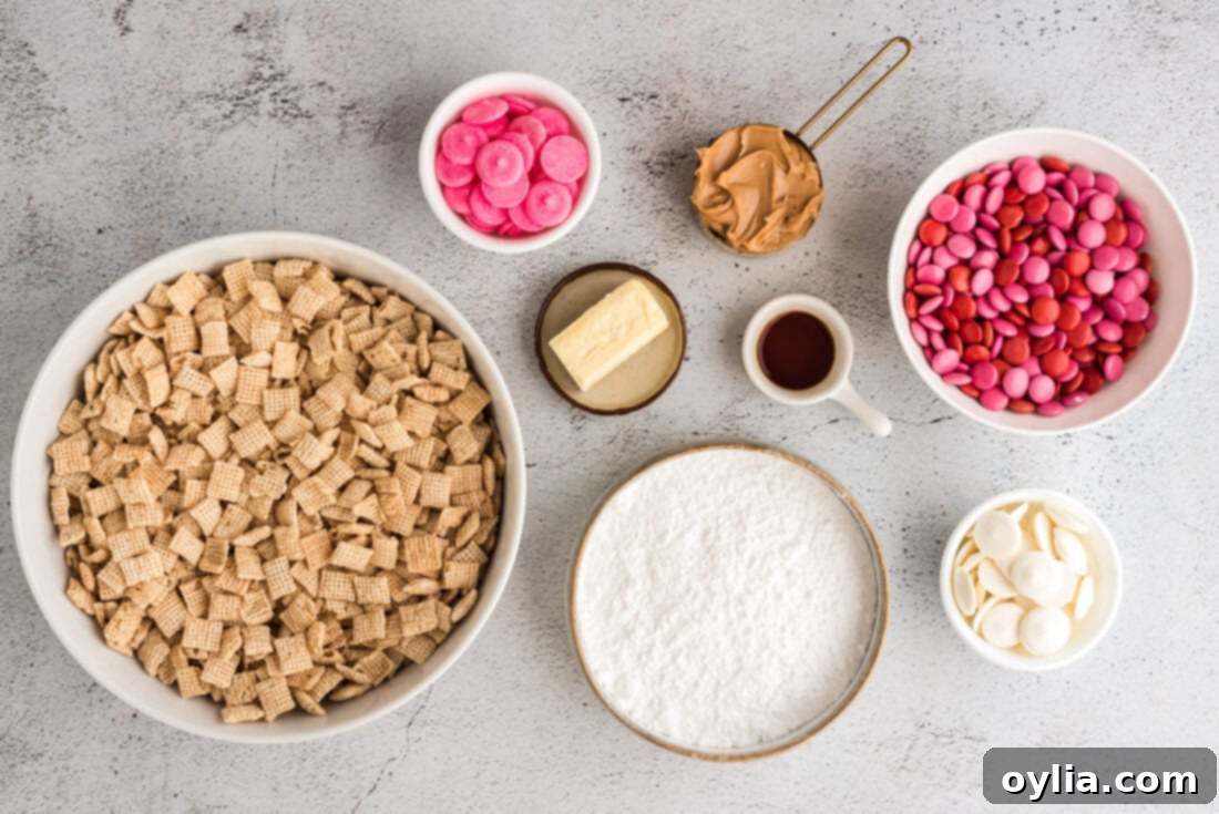 Sweetheart Muddy Munchies 4 Valentine Muddy Buddies ingredients