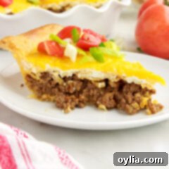 Tex-Mex Comfort Pie 15 Taco Pie with a golden crust and savory filling