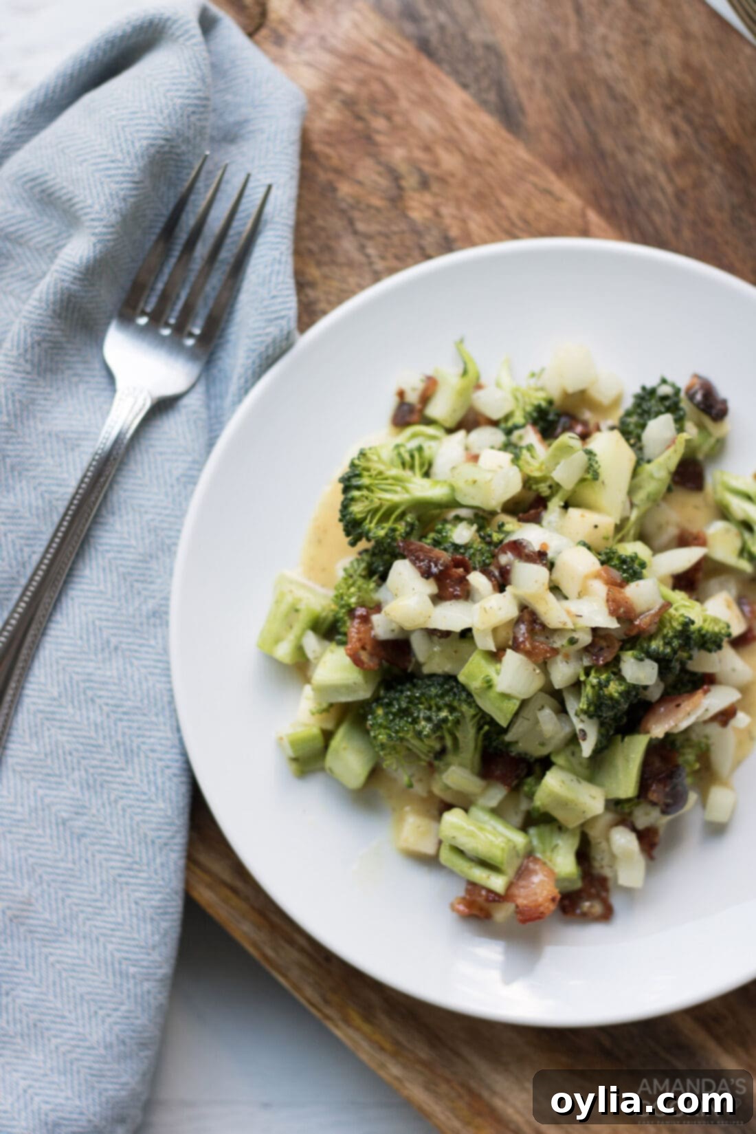 plate of classic broccoli salad served as a side dish