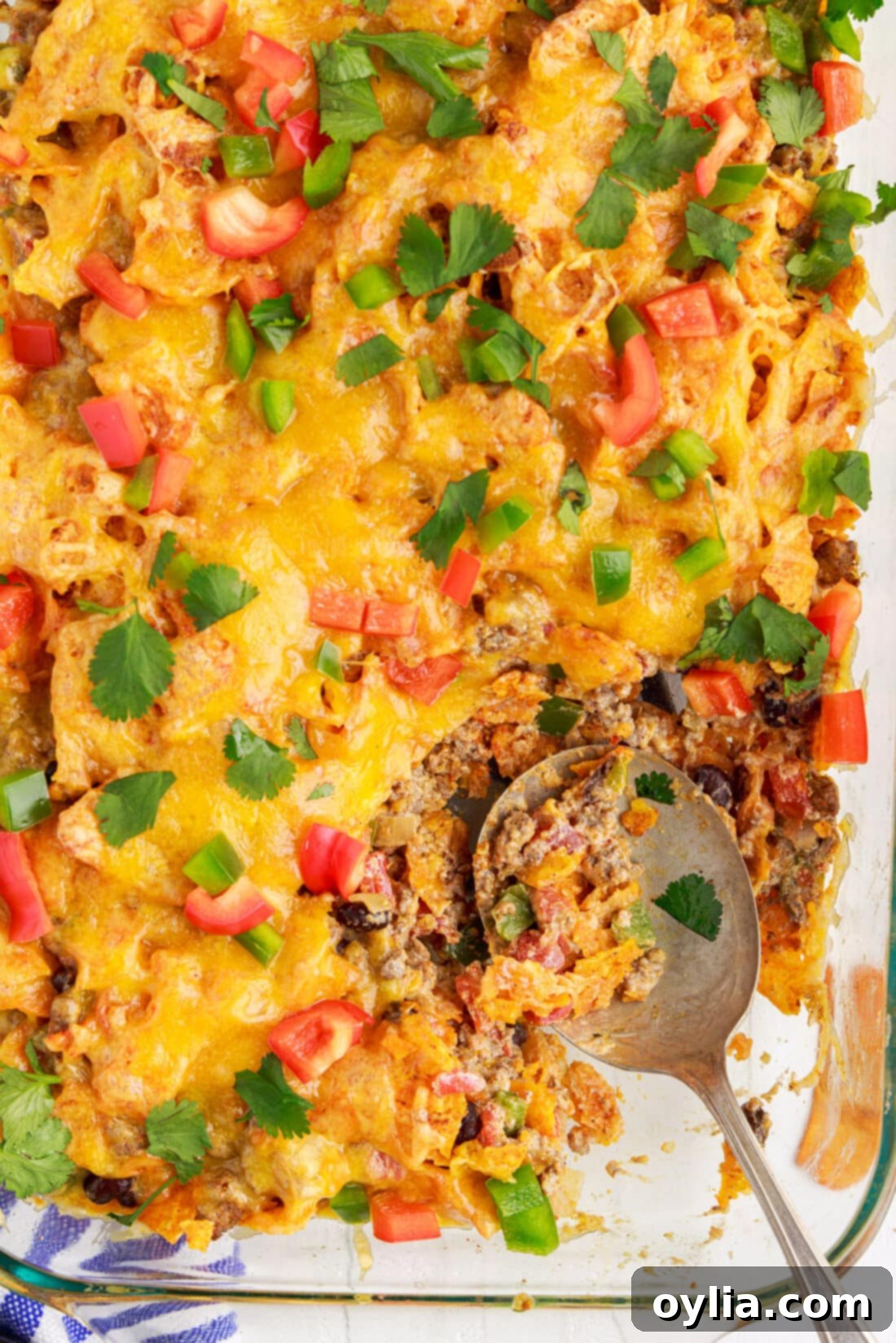 SPOON IN A DISH OF Dorito Casserole
