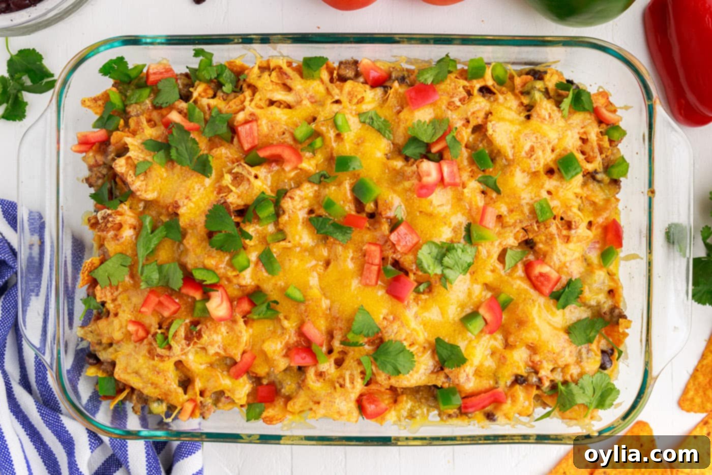 diced toppings over casserole