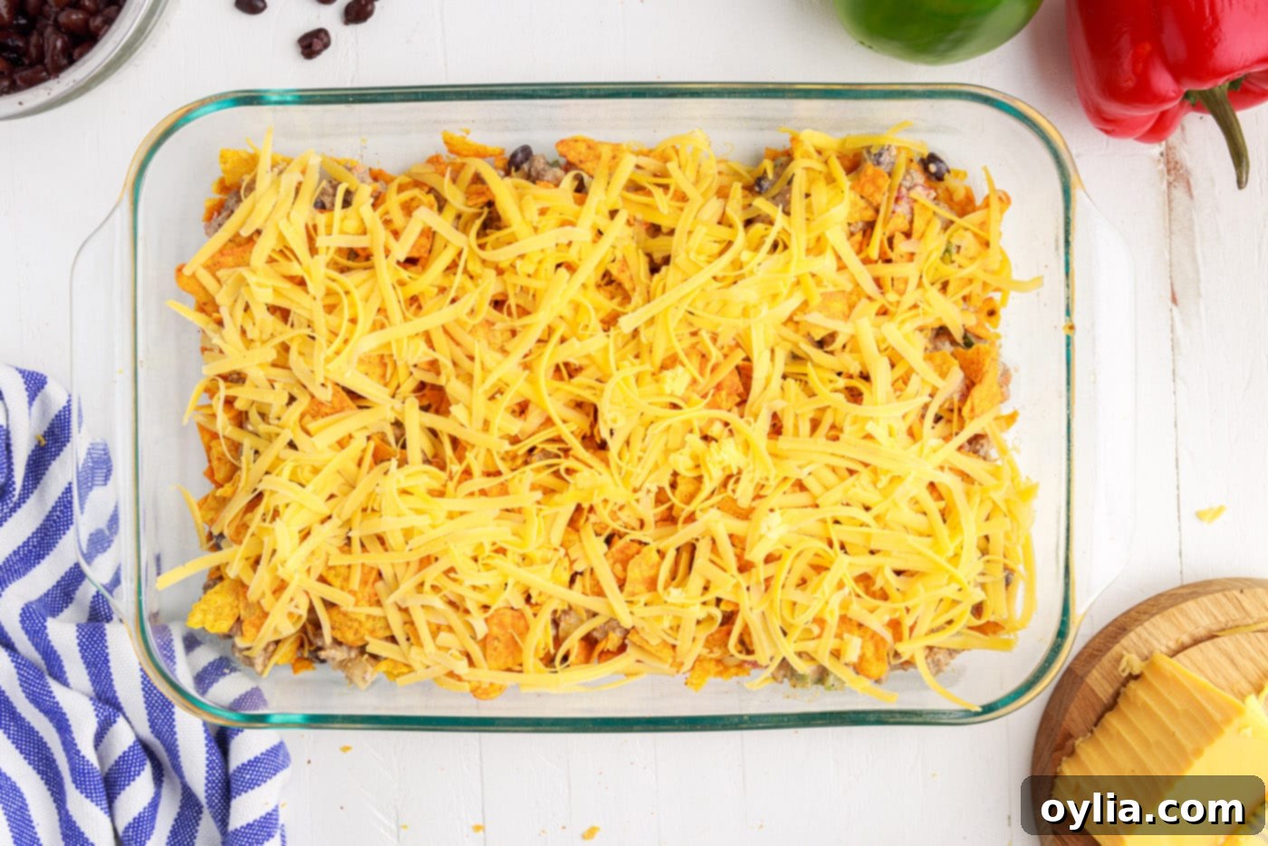 cheese on top of dorito casserole