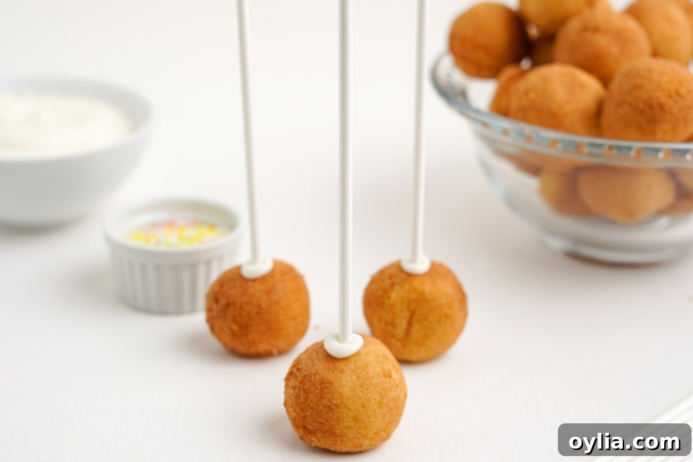 donut holes with cake pop stick