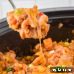 Crockpot Ground Beef Casserole, a comforting meal with pasta and melted cheese
