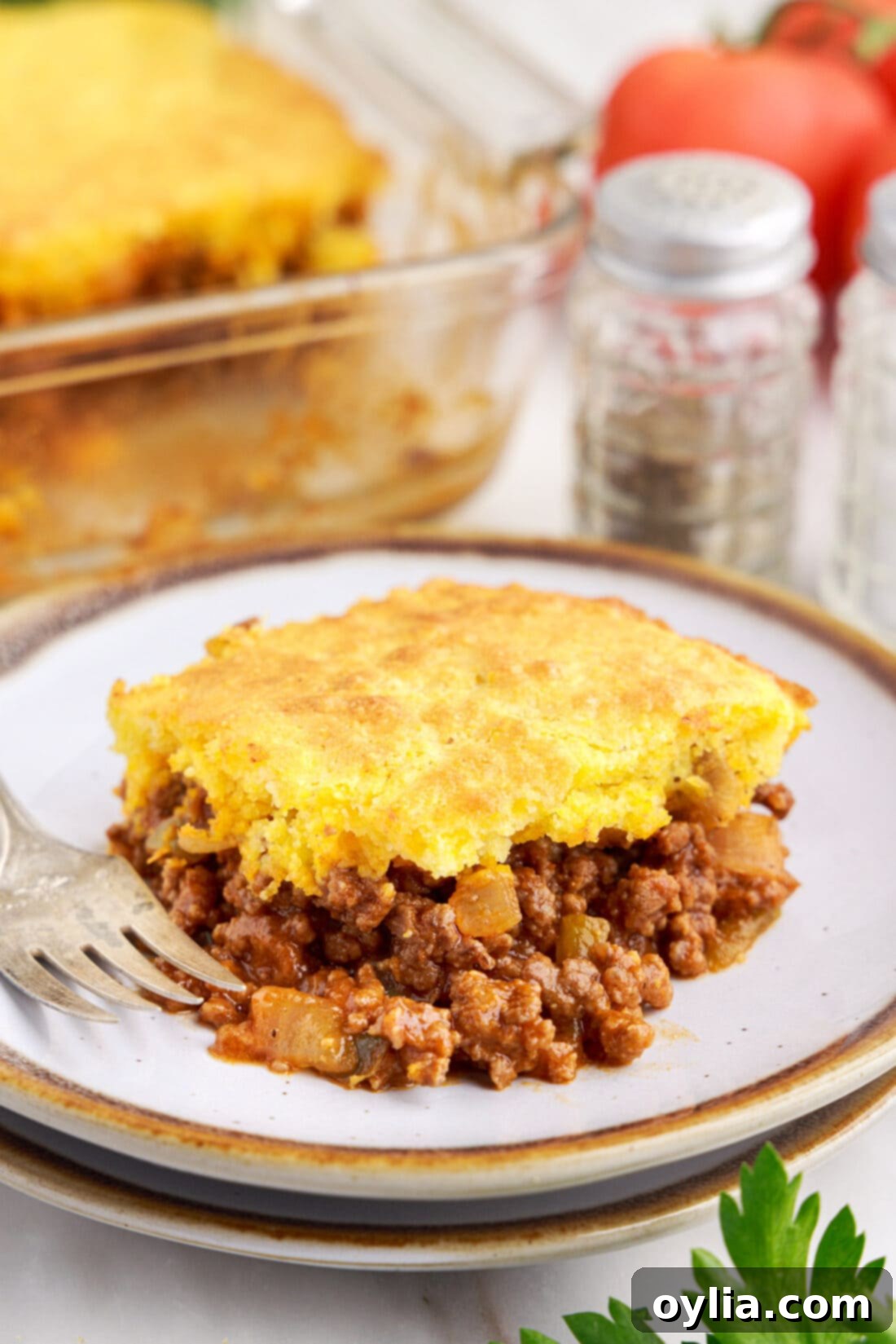 plate of Sloppy Joe Cornbread Casserole