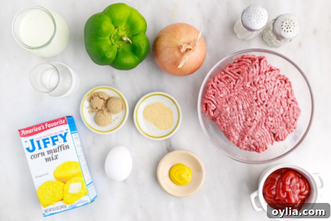Sloppy Joe Cornbread Casserole ingredients