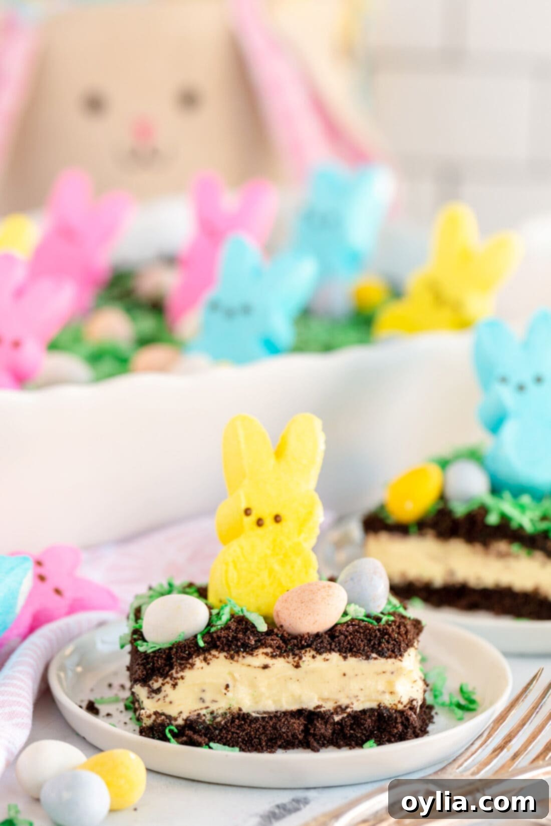 slice of Easter Dirt Cake
