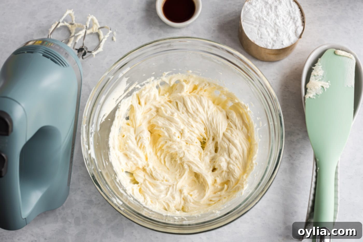 cream cheese and butter in a mixing bowl