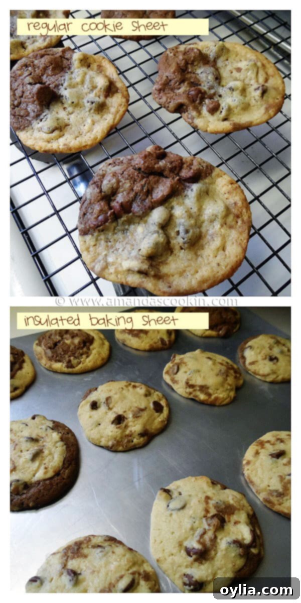 Double Stack Chocolate Chip Cookie dough balls, expertly stacked, arranged on a baking sheet, ready to enter the oven.
