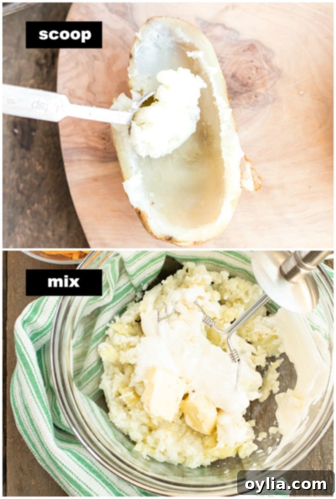 Stuffed Potato Perfection 2 scooping potato out of potato skin