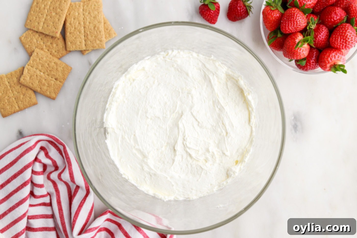 cheesecake layer in trifle bowl
