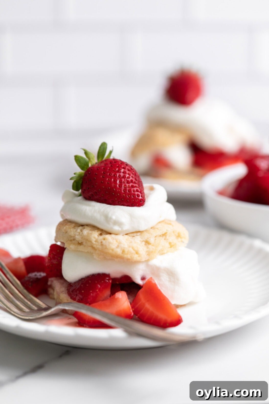 Strawberry Cloud Kisses 2 Strawberry Shortcakes on a plate