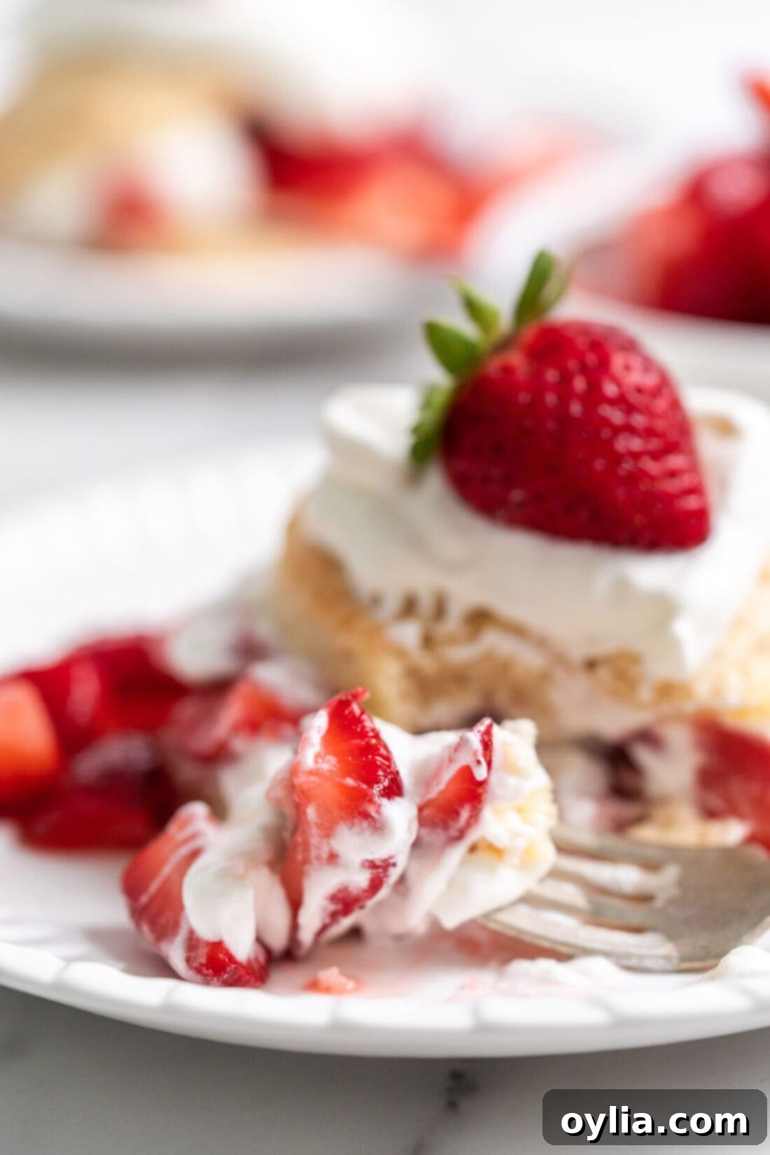 Strawberry Cloud Kisses 3 Strawberry Shortcake with a fork