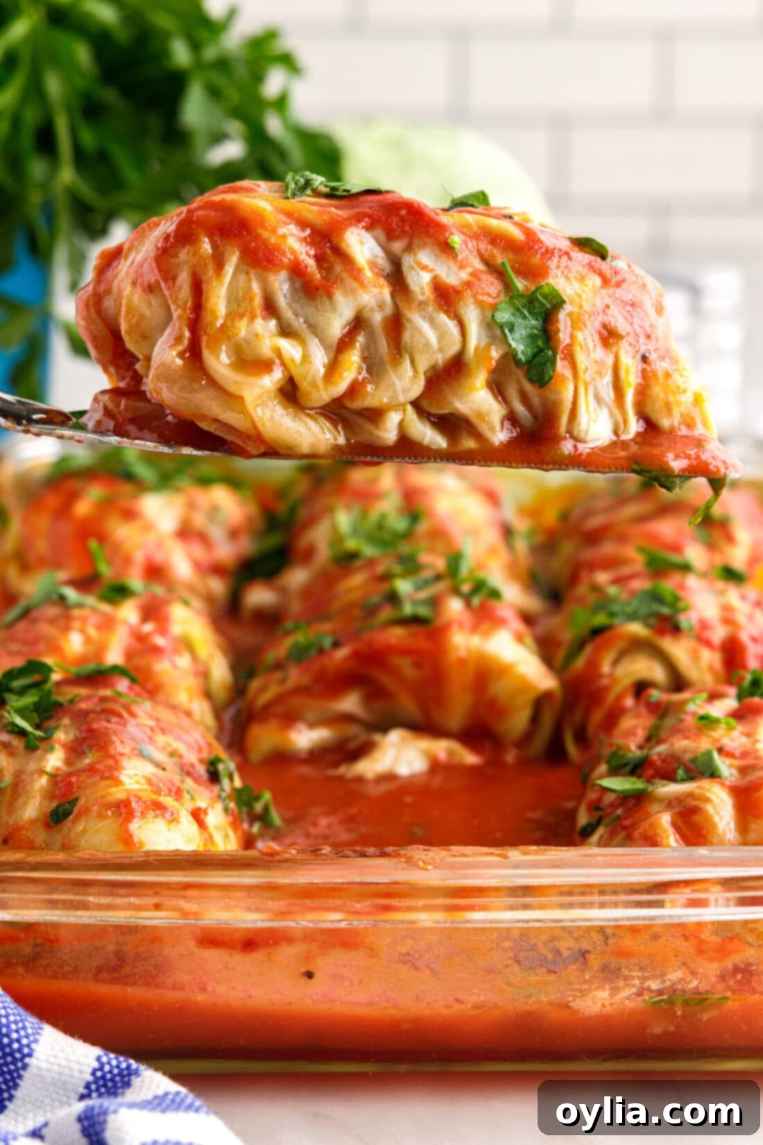 spatula lifting a Cabbage Roll from pan
