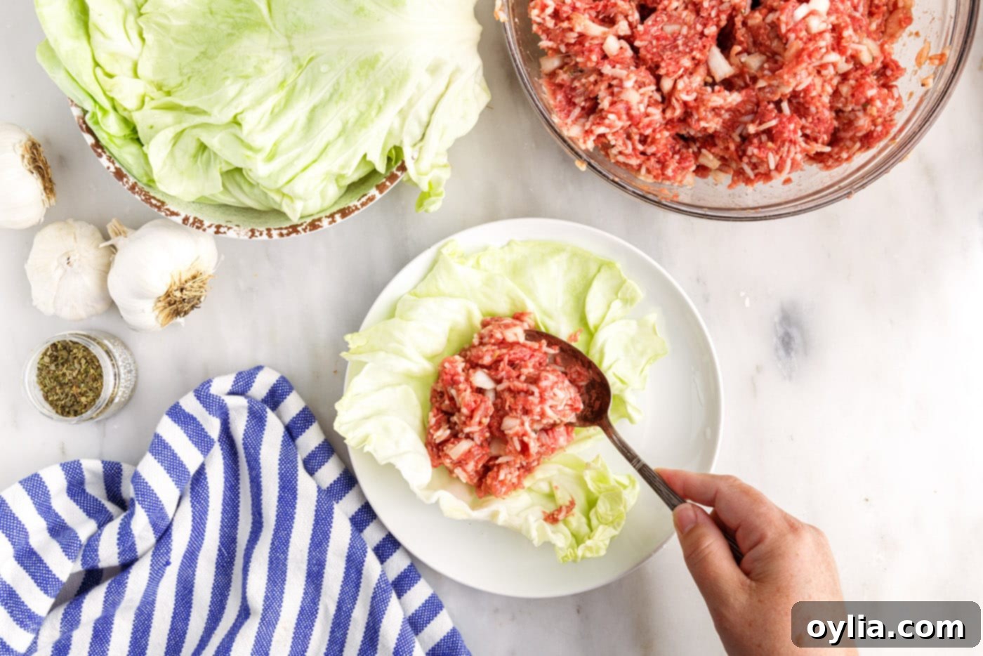 stuffing cabbage rolls