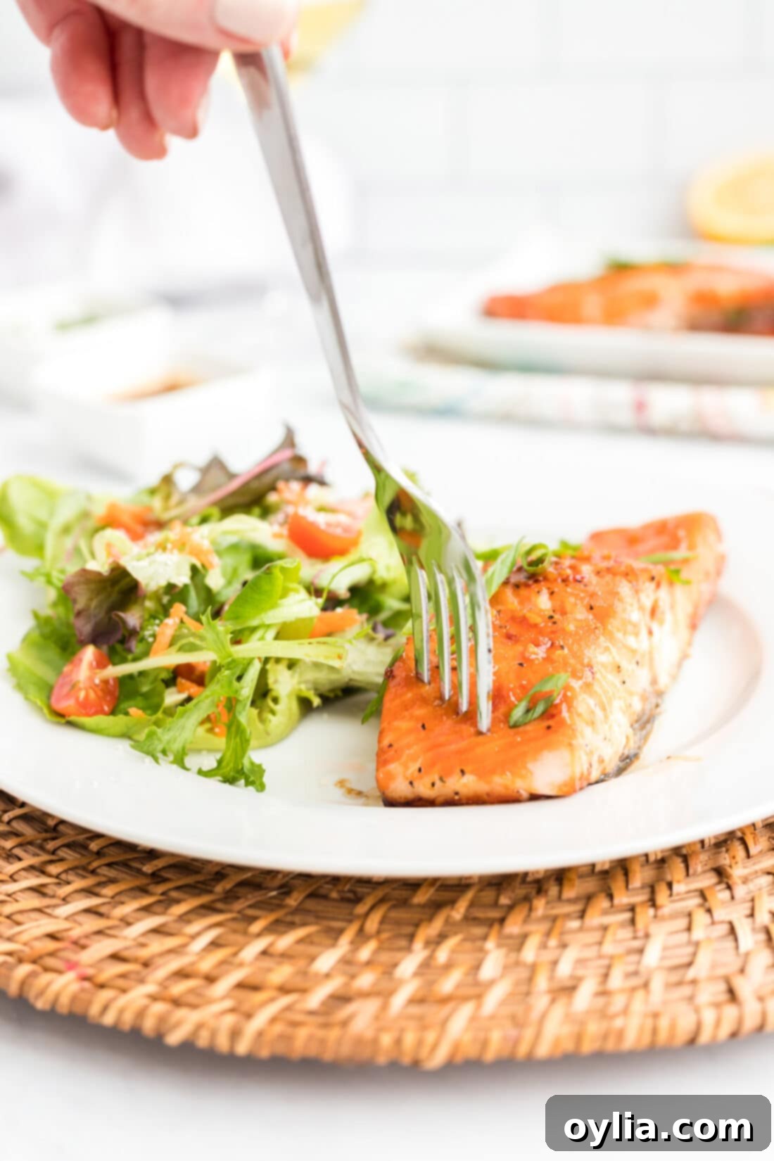 Fork in flaky Maple Soy Salmon