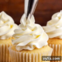 Perfectly piped classic vanilla buttercream frosting