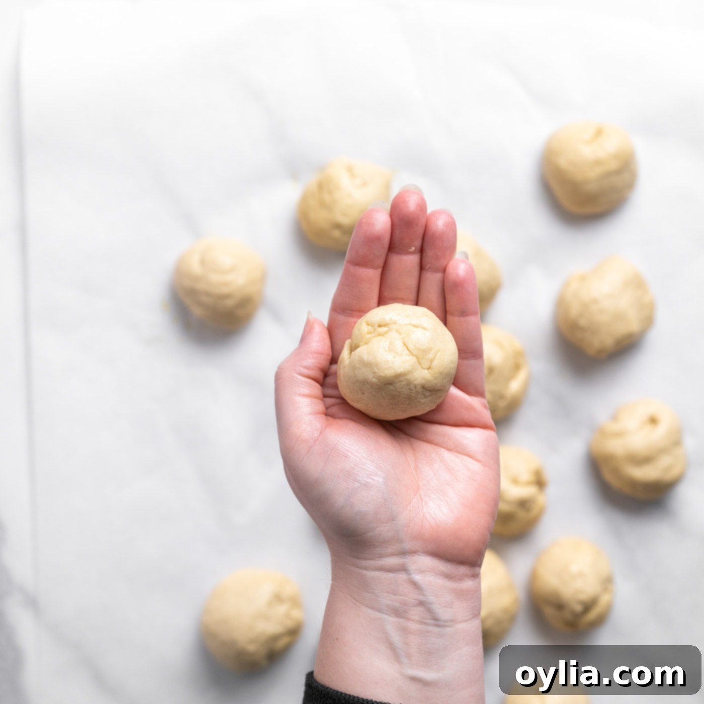 rolling dough into individual balls
