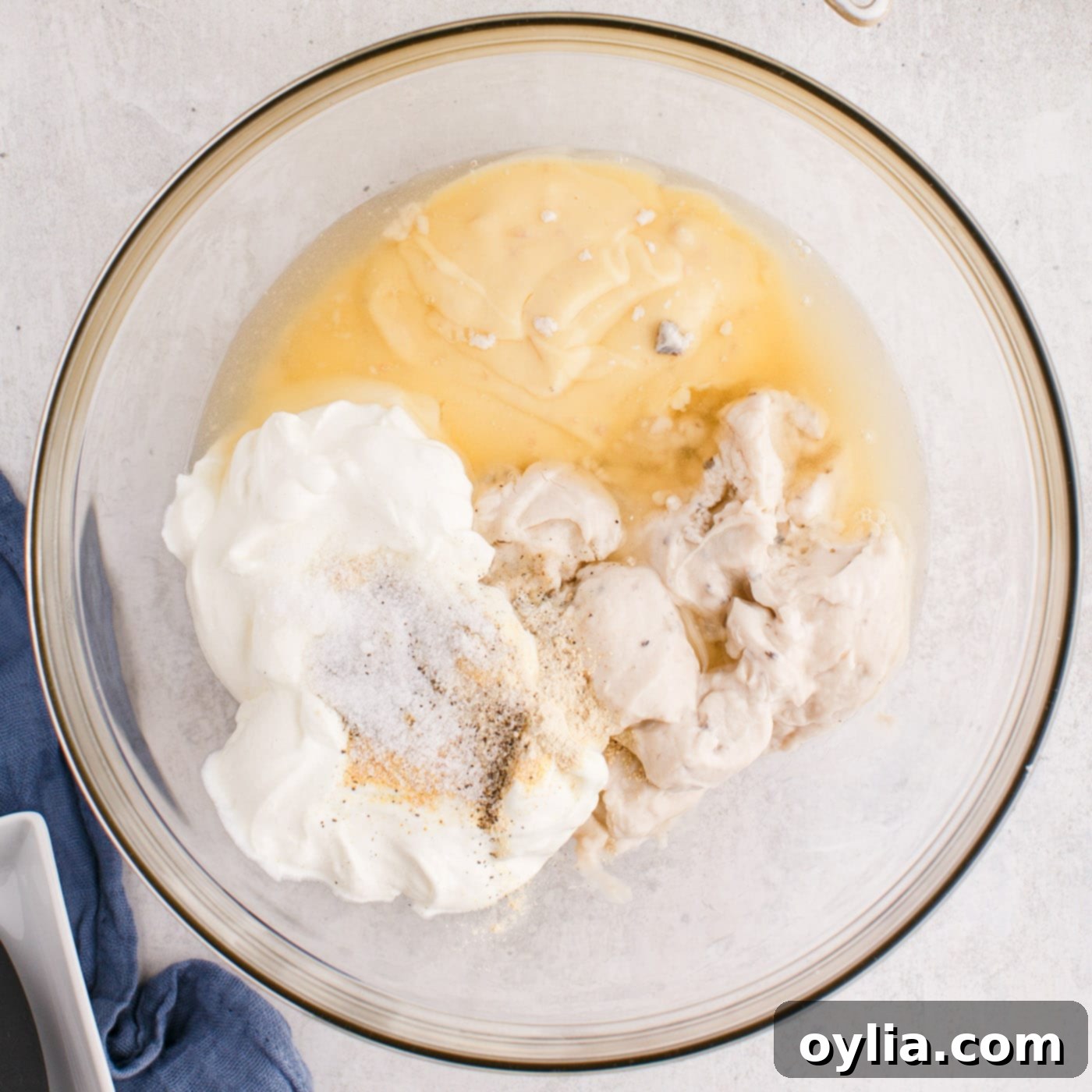 chicken tetrazzini ingredients in a mixing bowl
