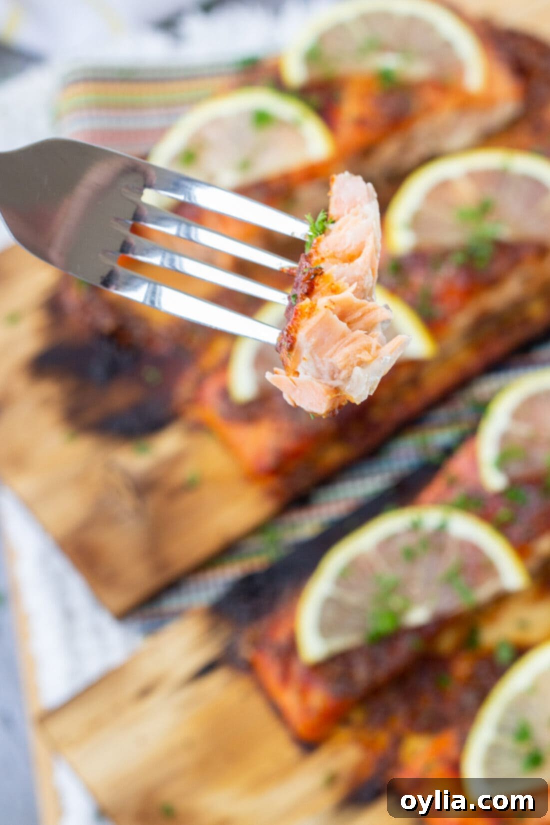 Smoky Cedar Salmon 10 fork full of Cedar Plank Salmon