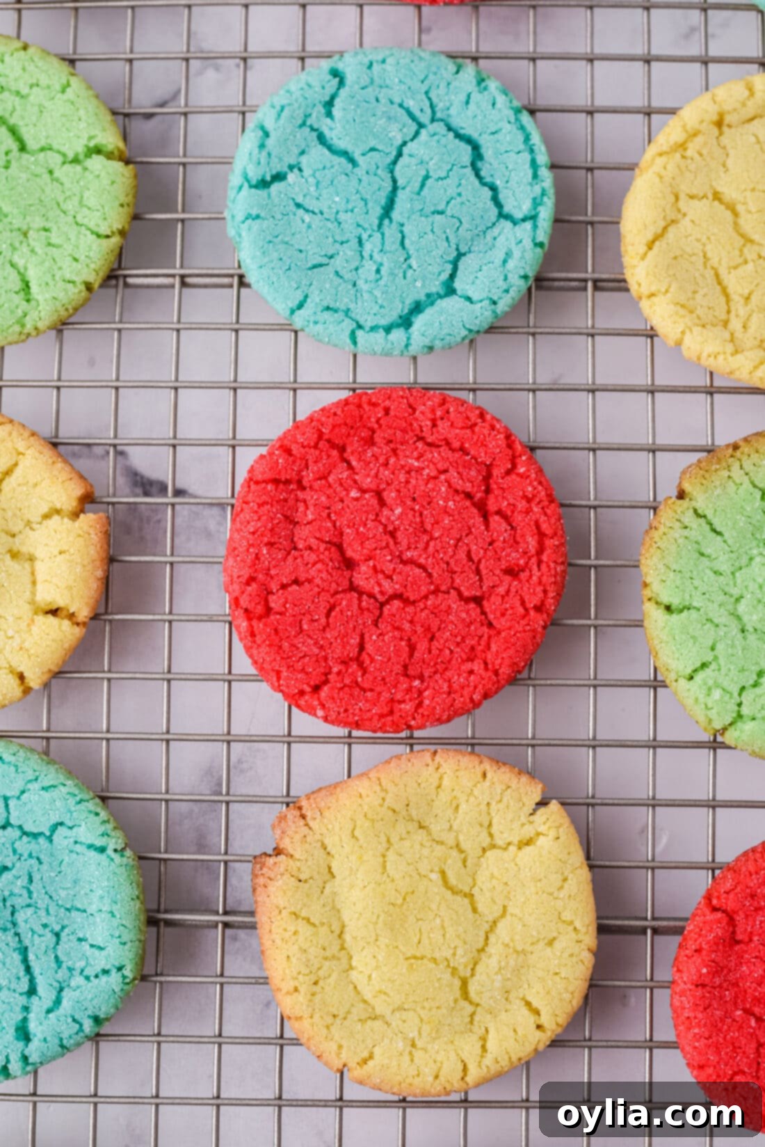 Jello Cookies on a wire rack