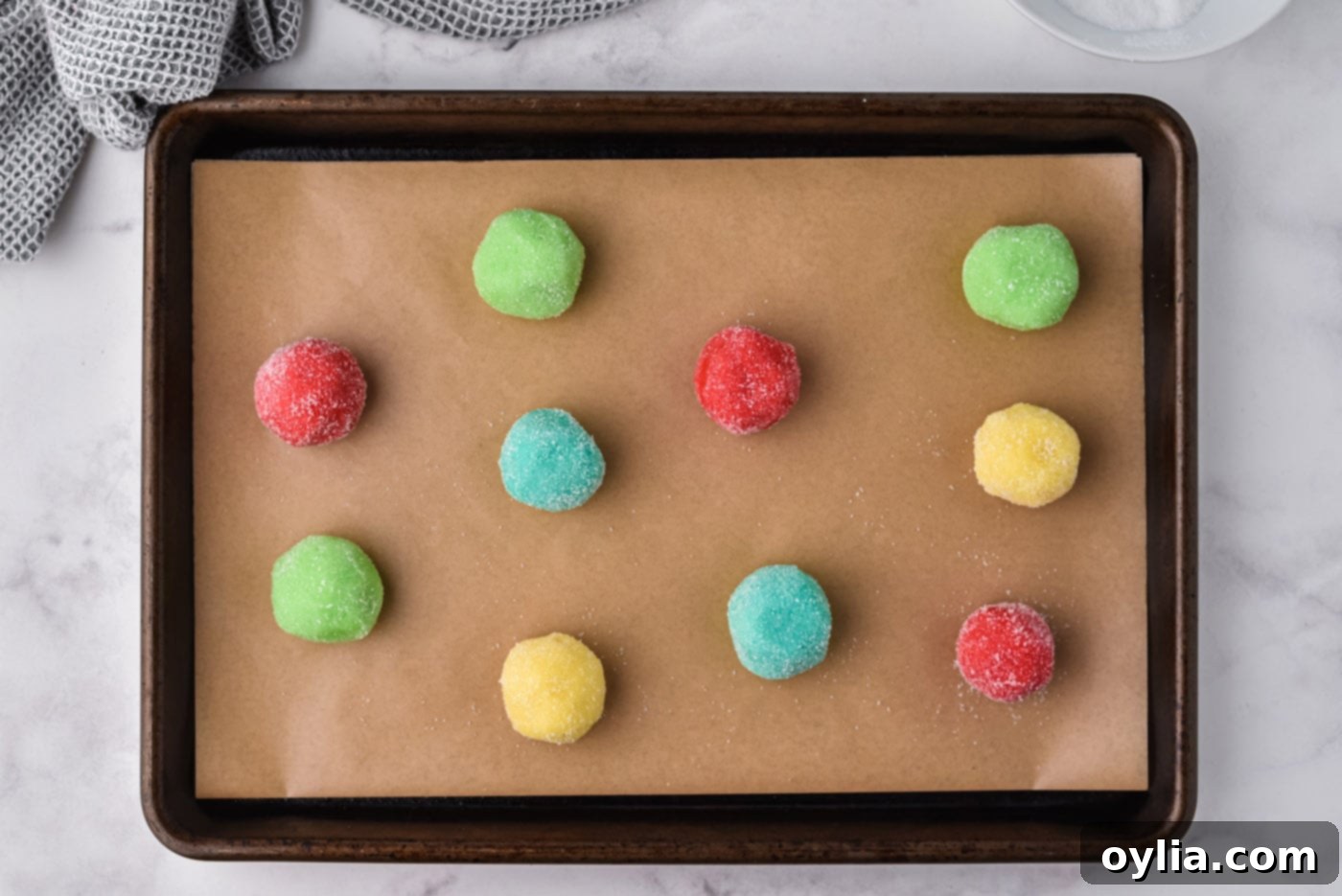 jello cookies on a baking sheet