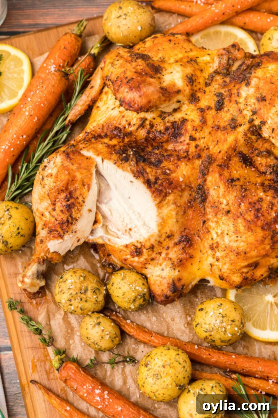 close up of slice from Spatchcock Chicken