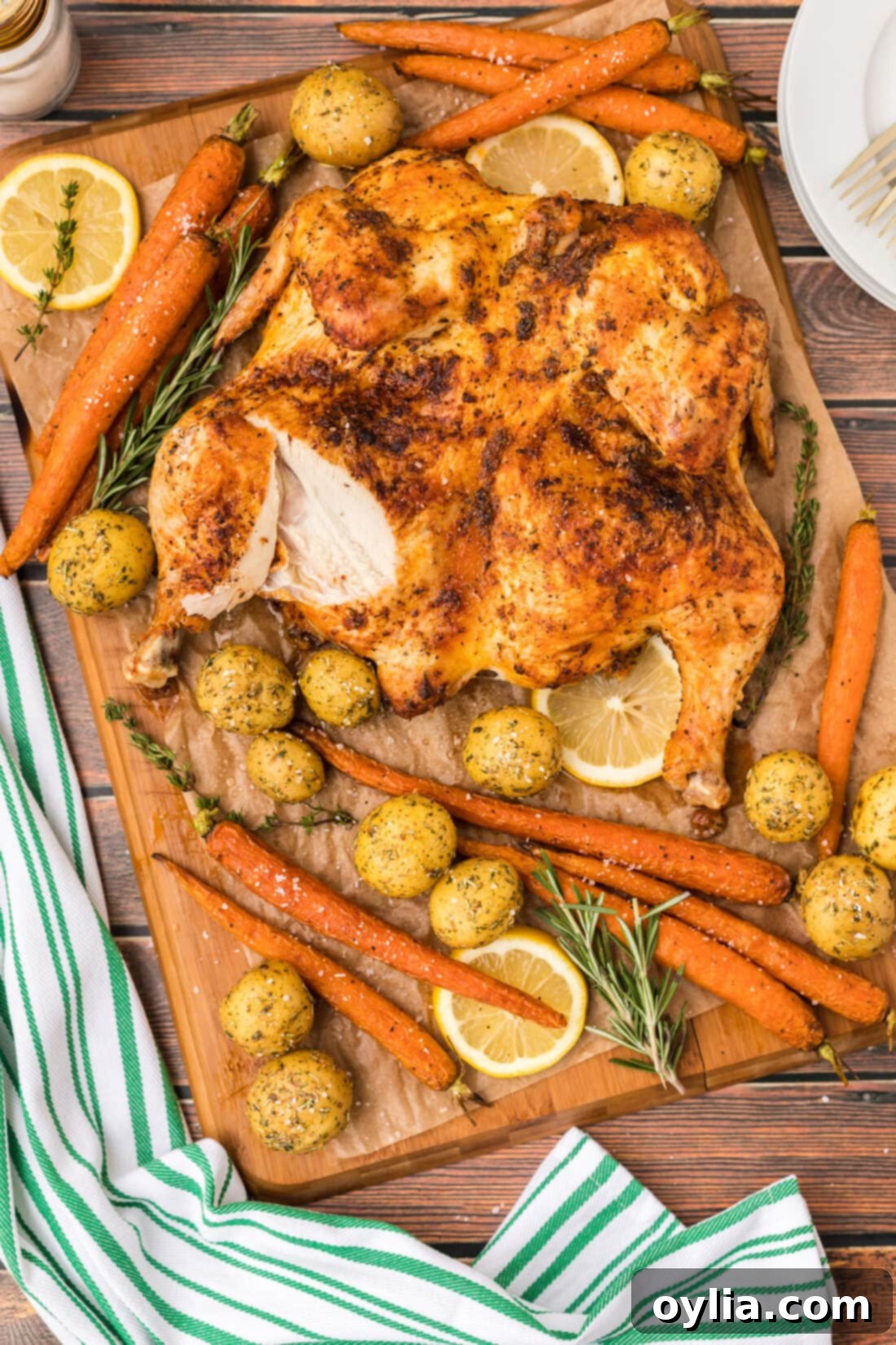 Spatchcock Chicken with a slice removed