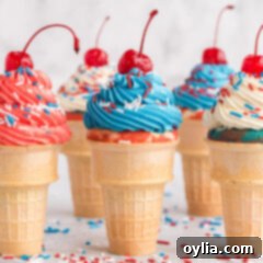Patriotic Ice Cream Cone Cupcakes