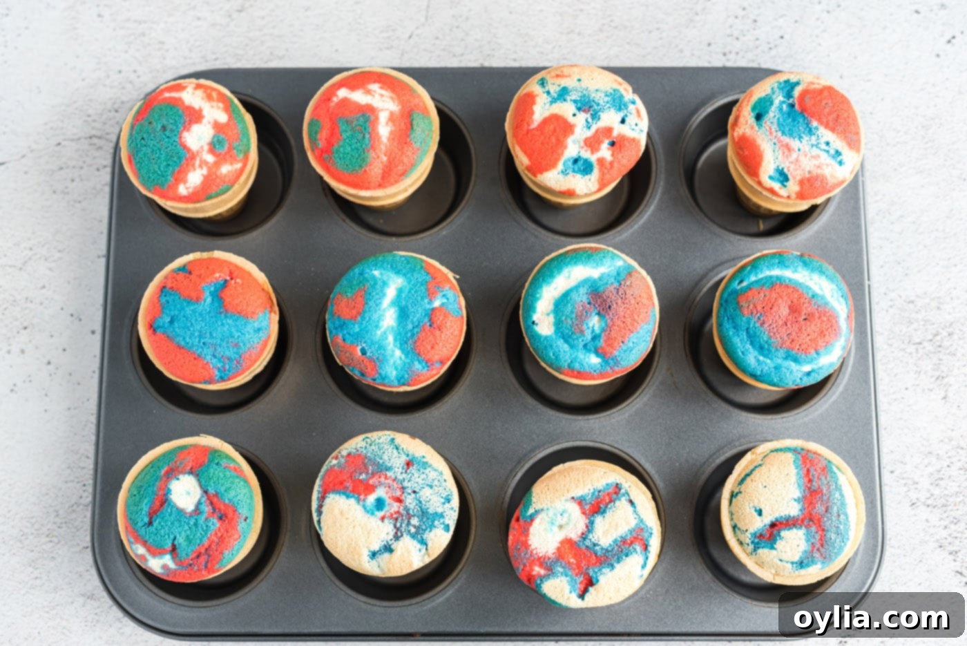 patriotic ice cream cone cupcakes baked in their cones