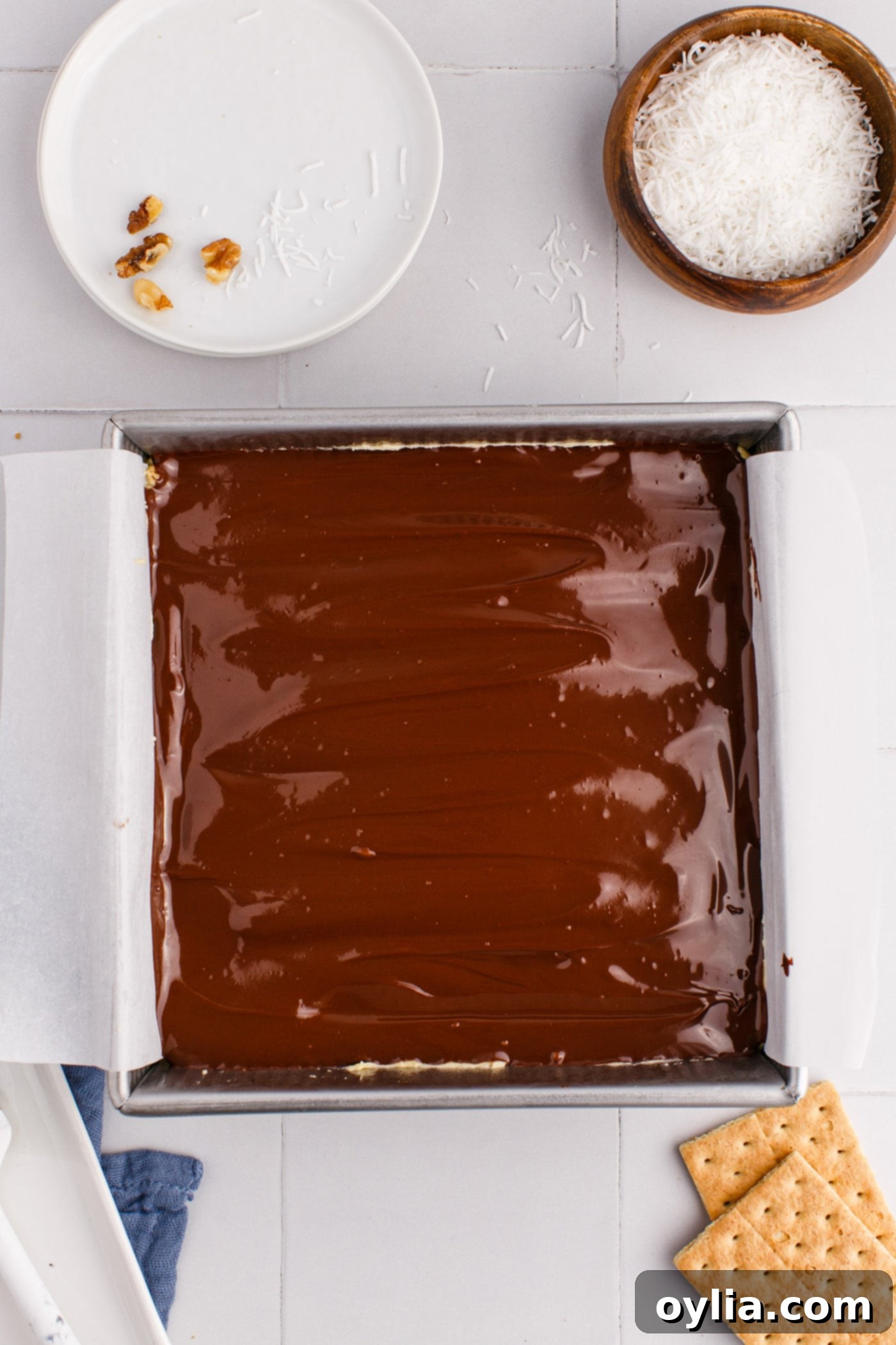 chocolate on top of Nanaimo bars