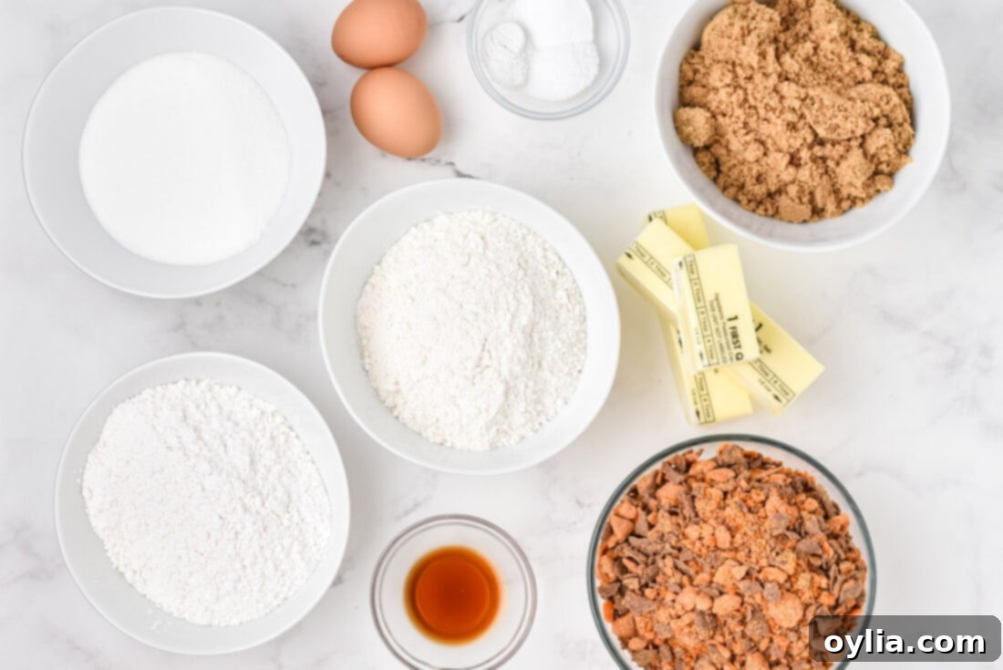 ingredients for Butterfinger Cookies