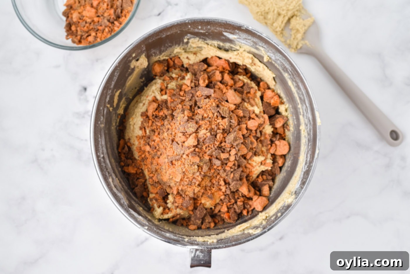 butterfinger bits in cookie dough