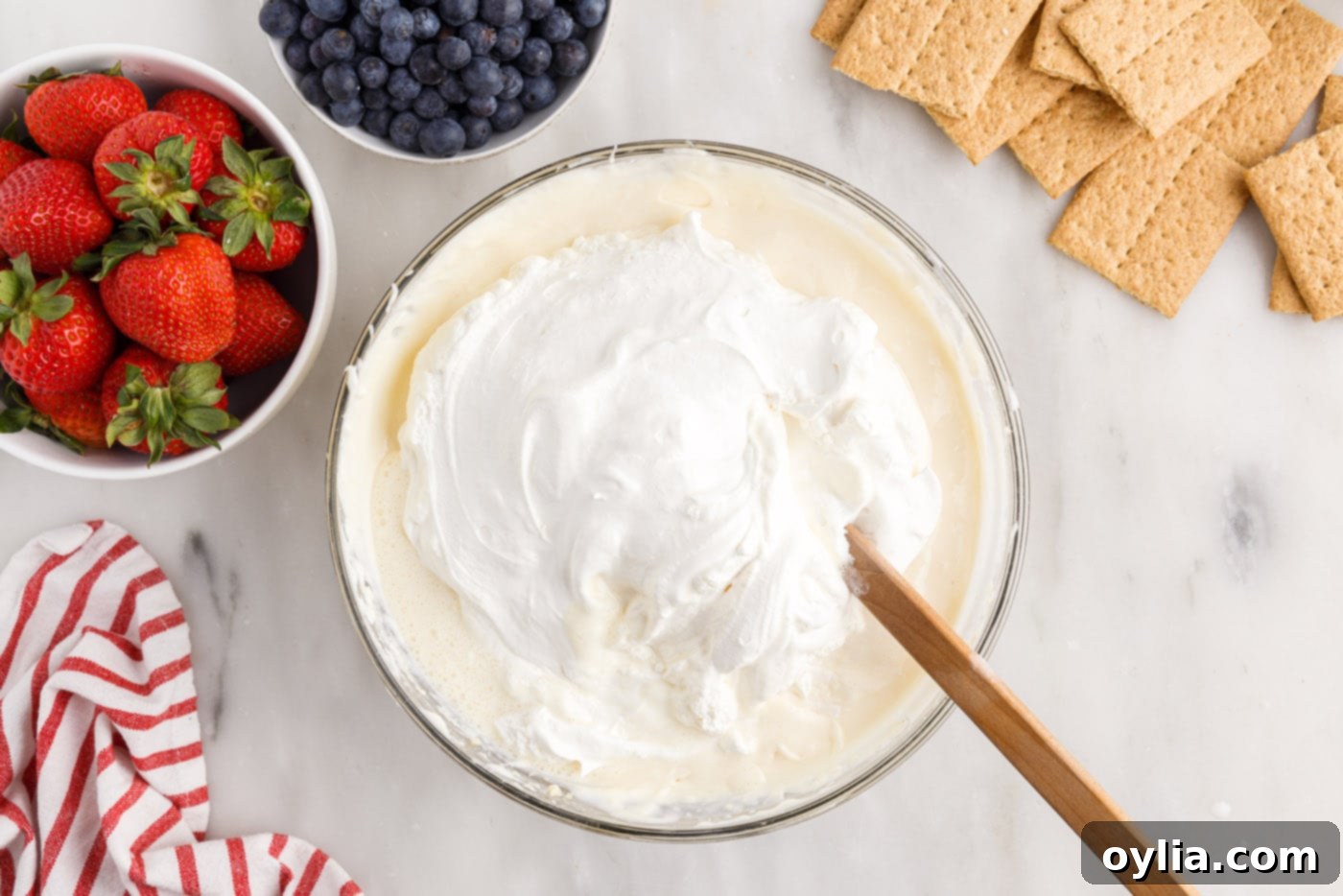 folding cool whip into pudding mixture