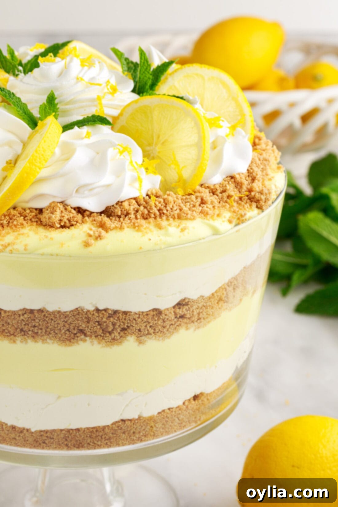 close up of Lemon Lush Trifle
