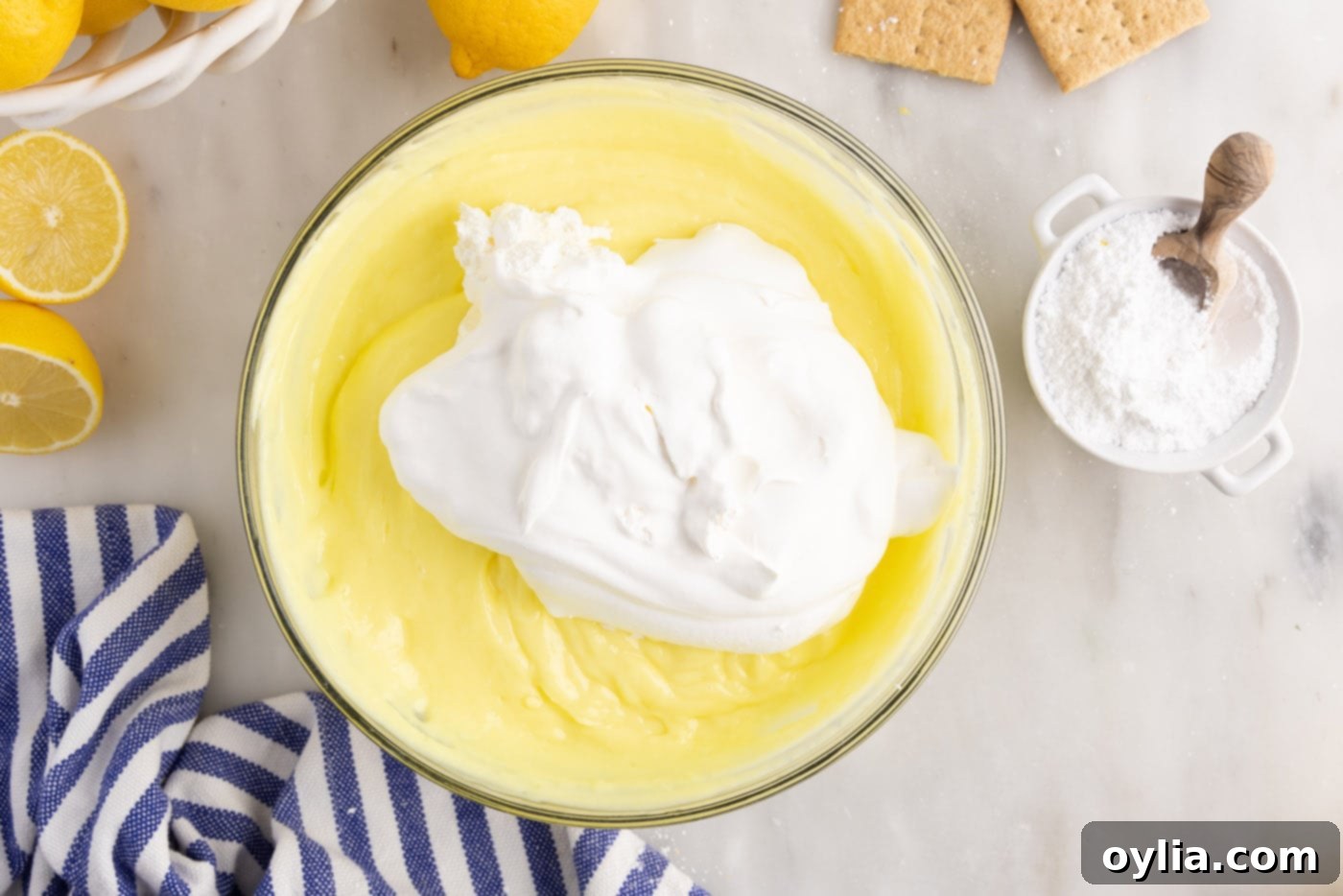 whipped topping. ontop of lemon pudding