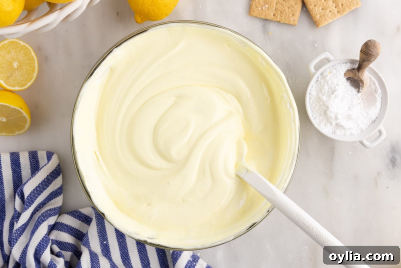 whipped lemon pudding in a bowl
