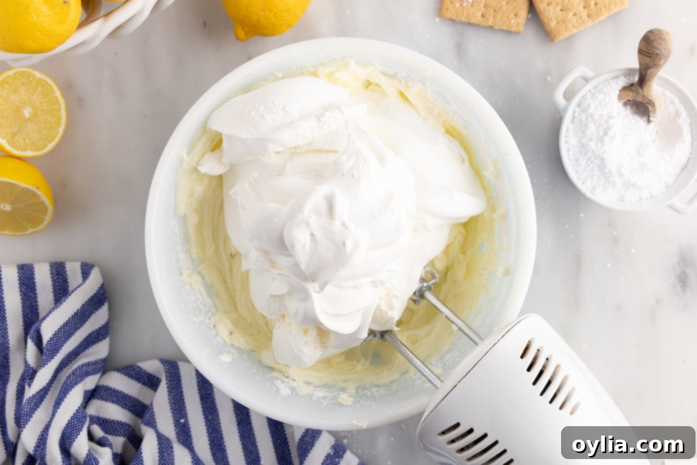 beating cool whip into cream cheese
