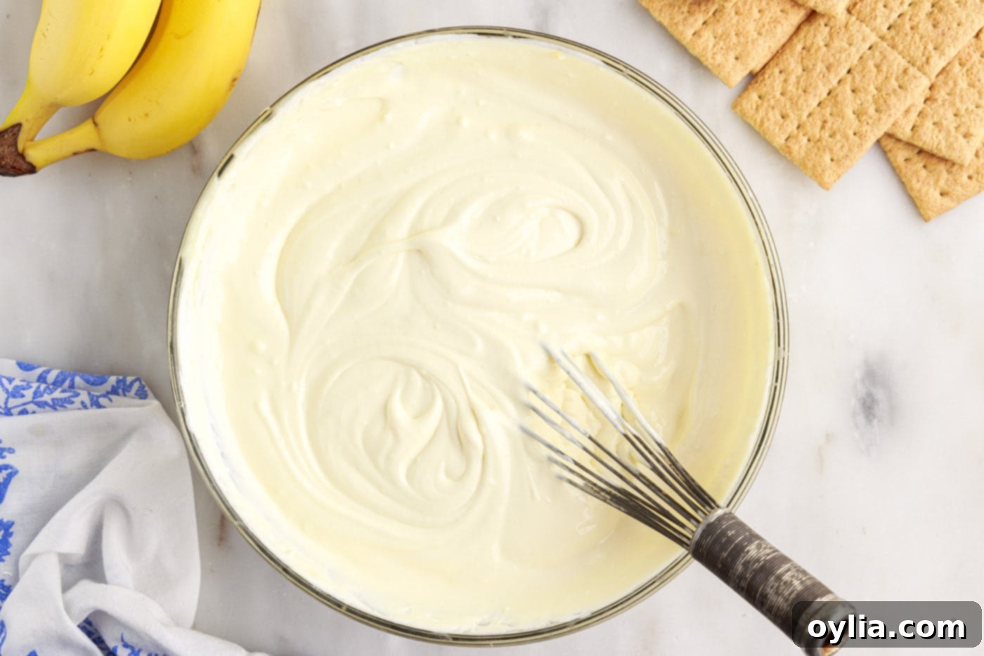 banana cream pudding in a bowl