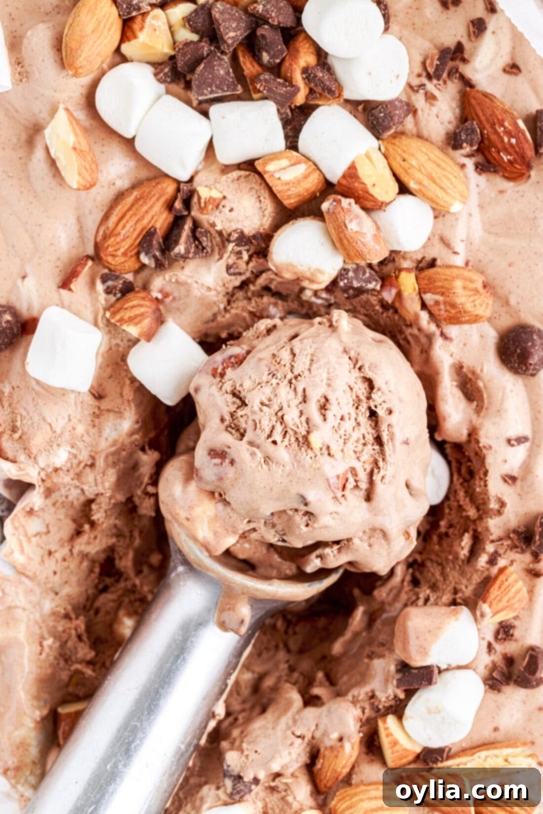 scooping out some Rocky Road Ice Cream
