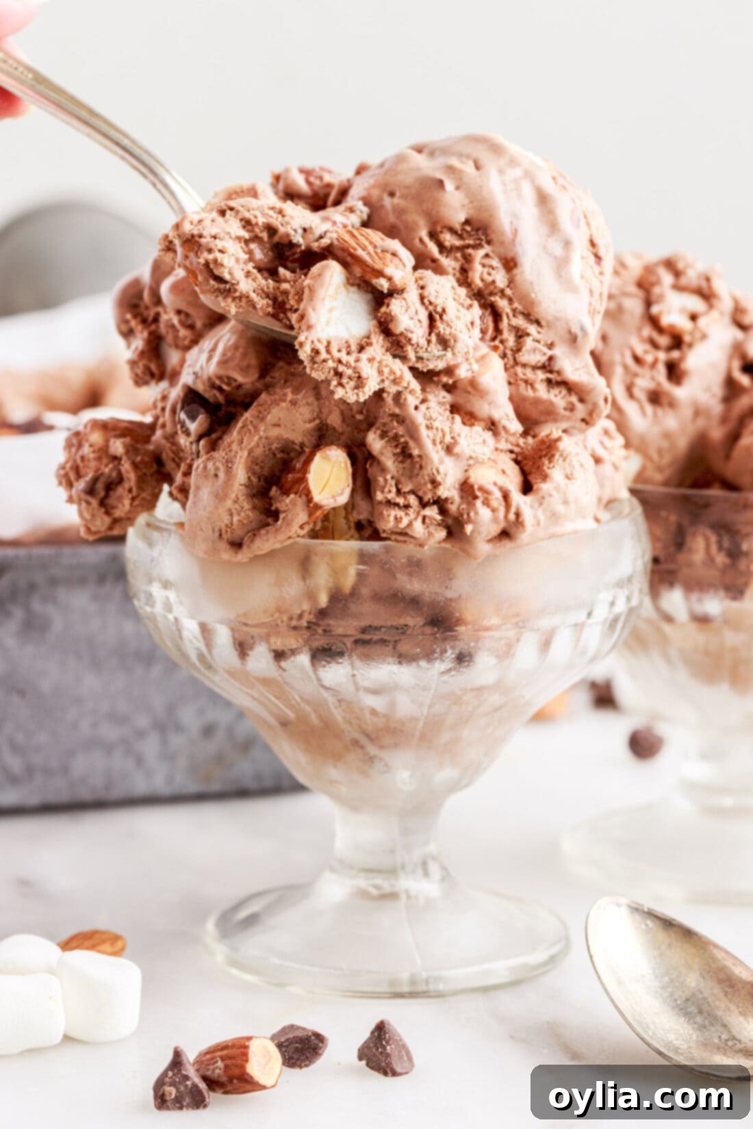 dish of Rocky Road Ice Cream