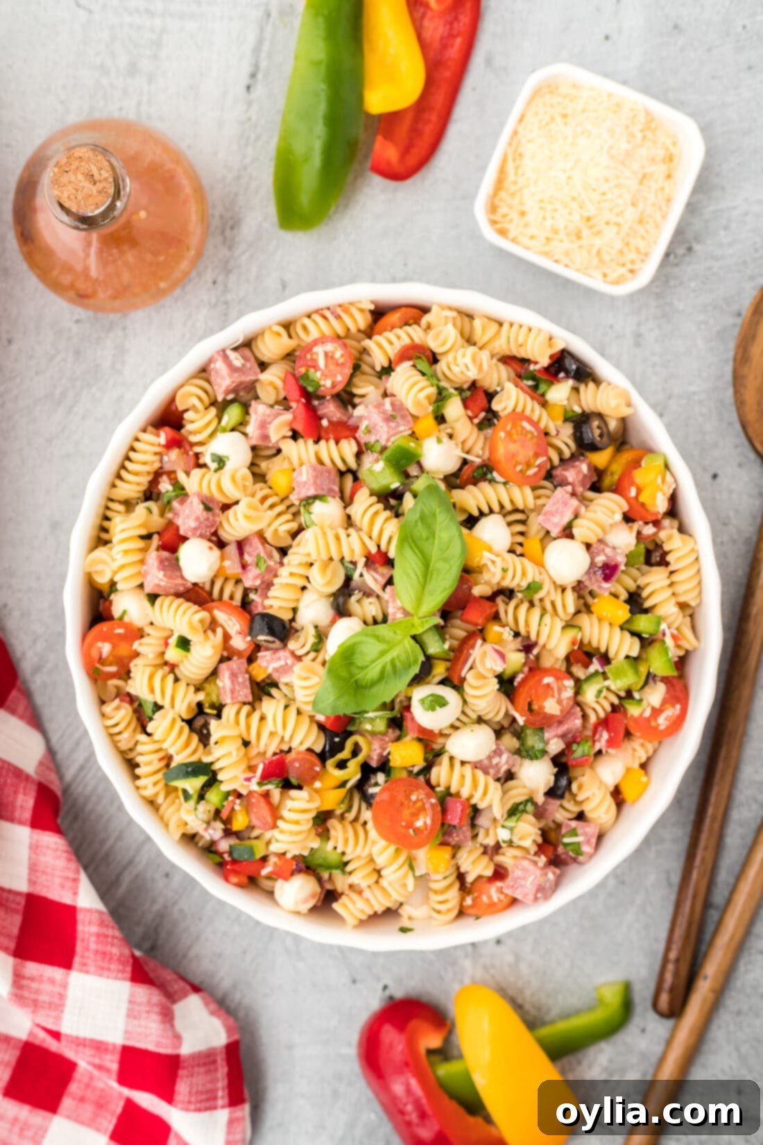 bowl of Italian Pasta Salad with vibrant colors