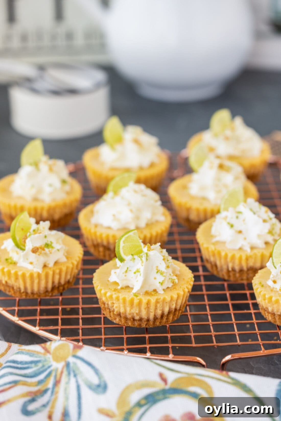 Mini Key Lime Pies on a wire rack