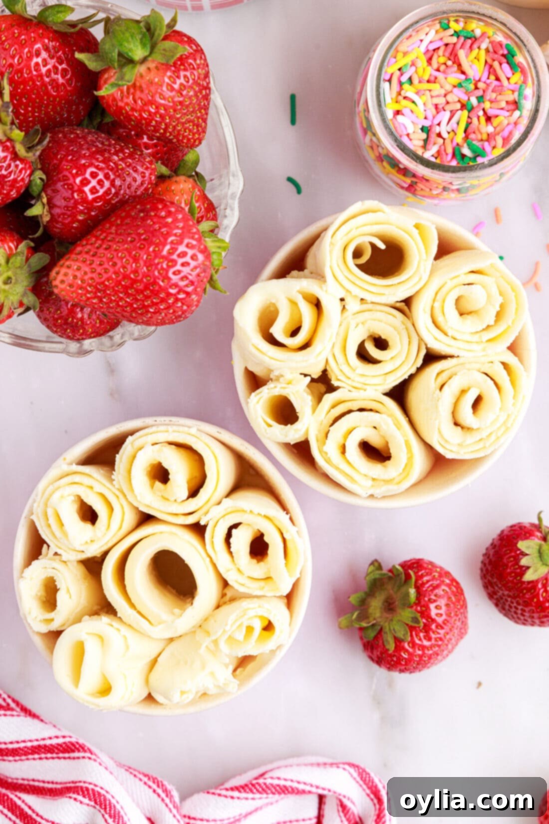 Rolled Ice Cream in containers