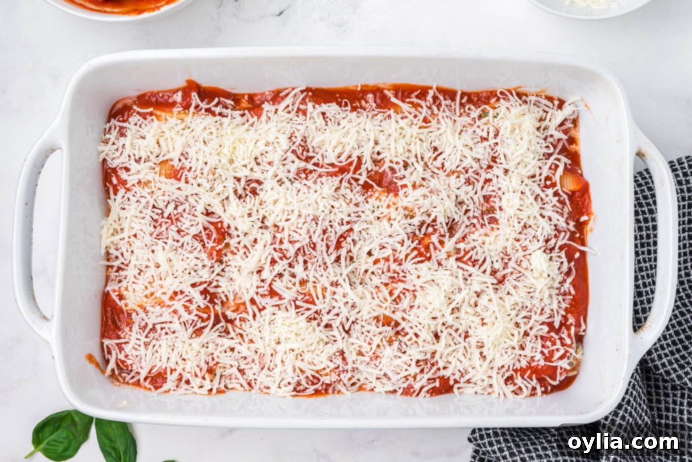stuffed shells with marinara and mozzarella cheese